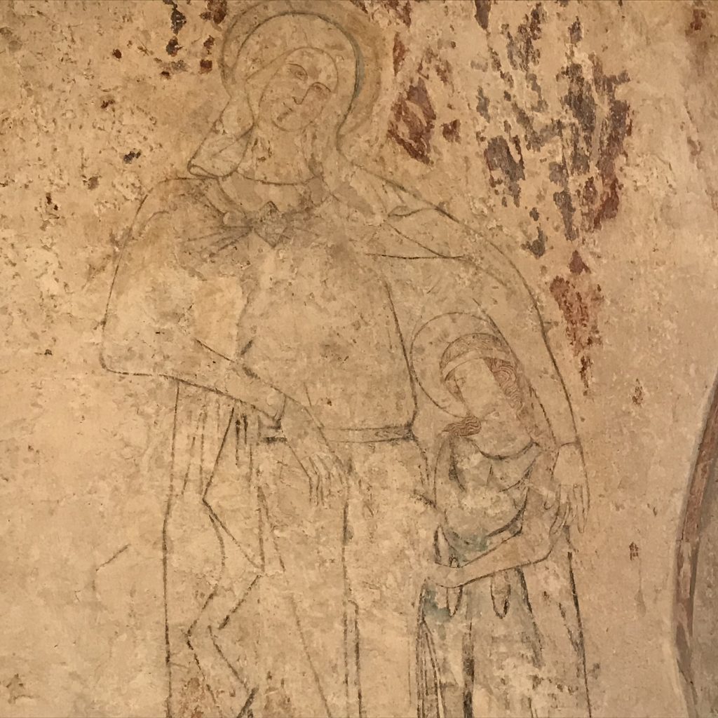 Wallpainting of St Anne teaching St Mary to read