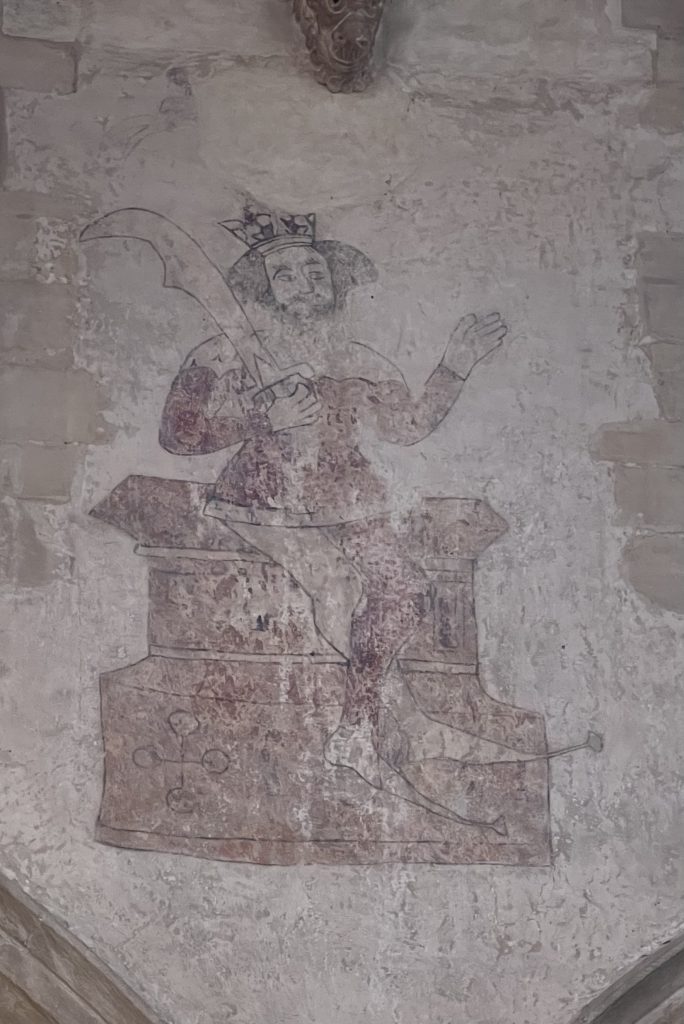 15th century wallpainting of King Herod; part of the Nativity story